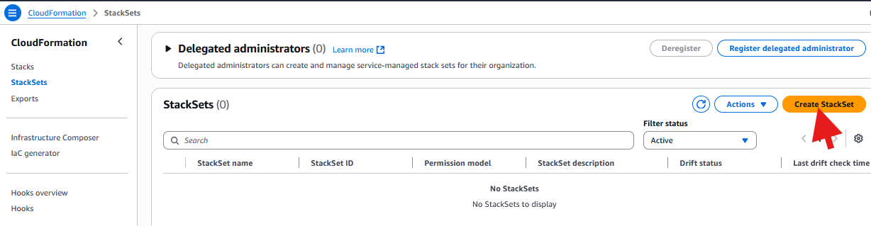 AWS CloudFormation Console: create a security-baseline Stackset