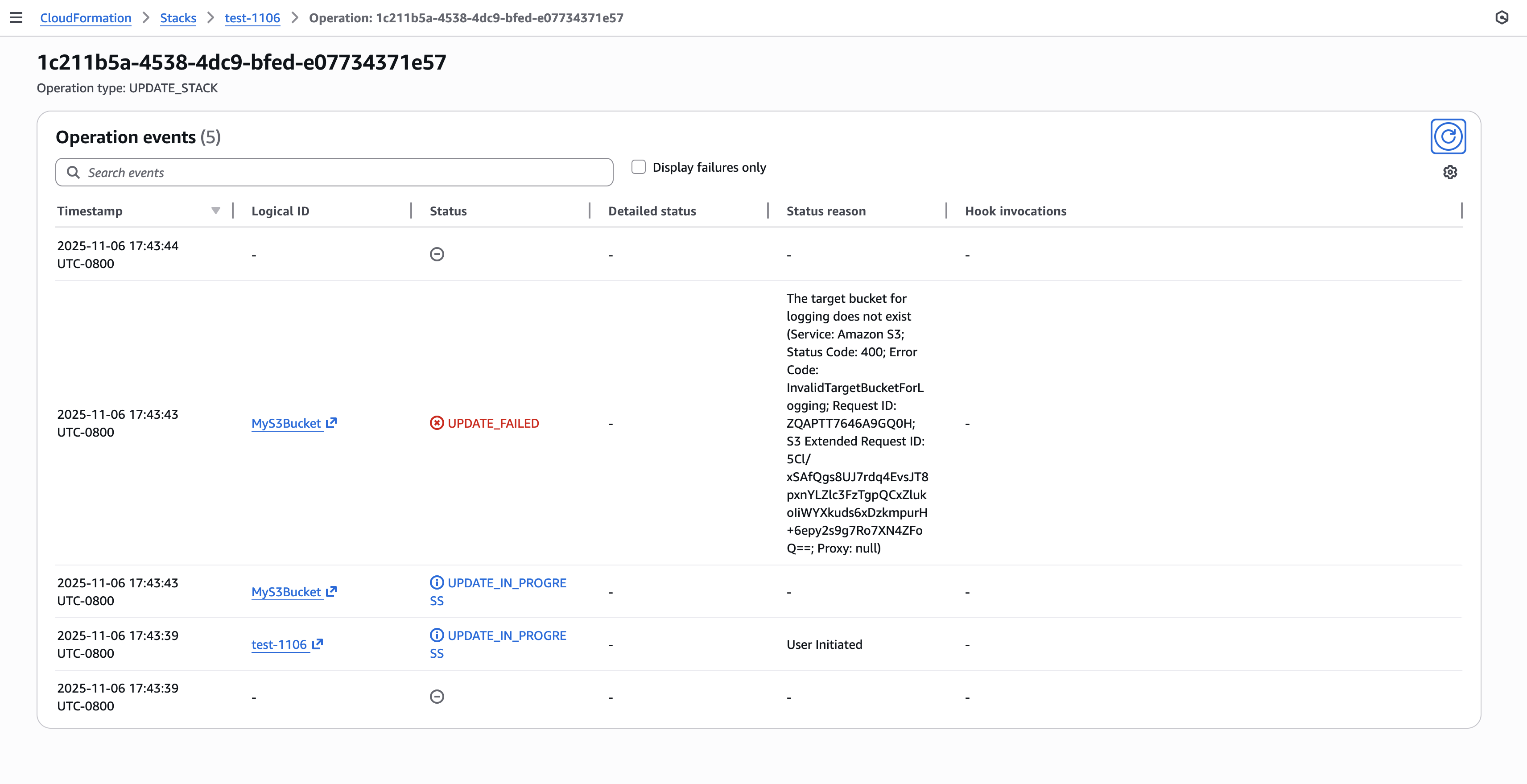 Figure 12: New CloudFormation stack operation page