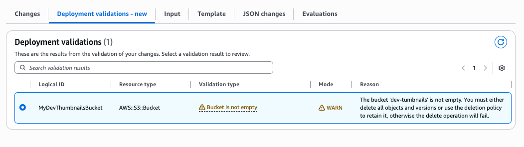 Figure 9: S3 bucket emptiness on delete operation validation