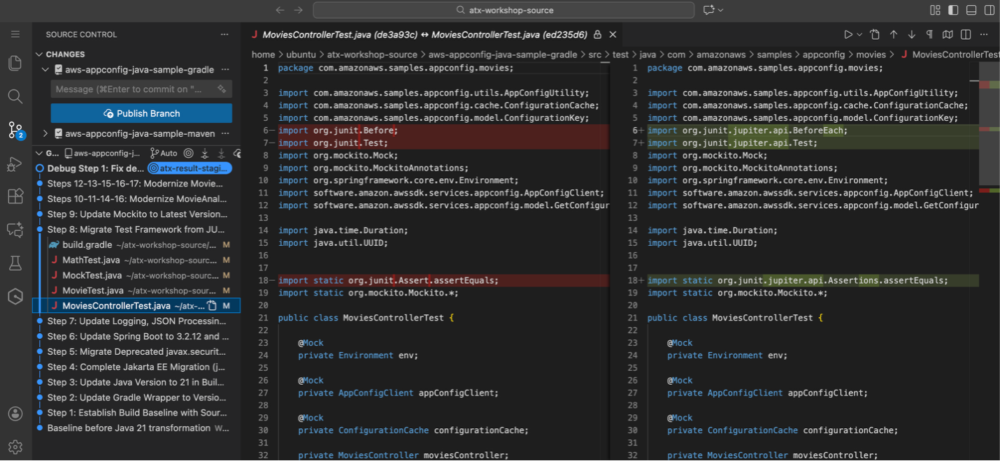 Figure 8: Updated Test cases from junit 4 to junit5
