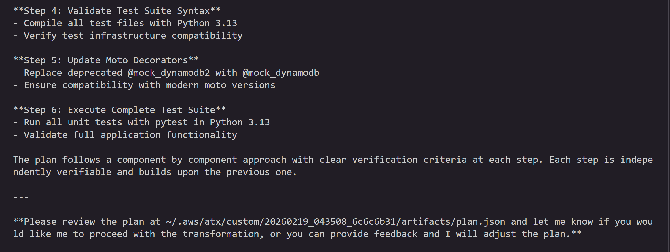 Python version upgrade transformation plan summary