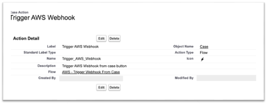 Salesforce Flow trigger configuration on the Case object. The trigger is set to fire automatically when new cases are created, initiating the DevOps Agent investigation workflow without manual intervention. This is the automation component that connects Salesforce case creation to AWS DevOps Agent, replacing the manual process of escalating issues to engineering teams. The Flow Builder's visual interface shows the trigger conditions that determine when the automated investigation should begin.