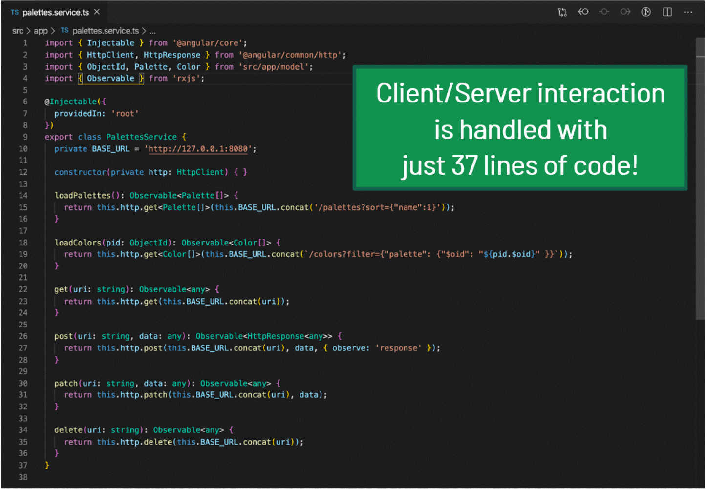 Figure 3 - Palettes of Colors app code.