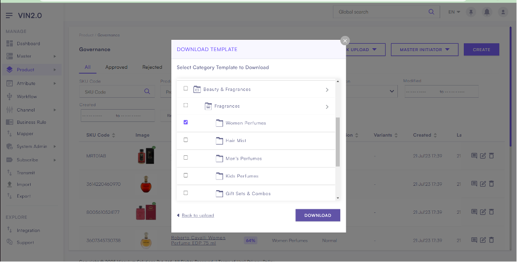 Meta data configuration in Vin eRetail