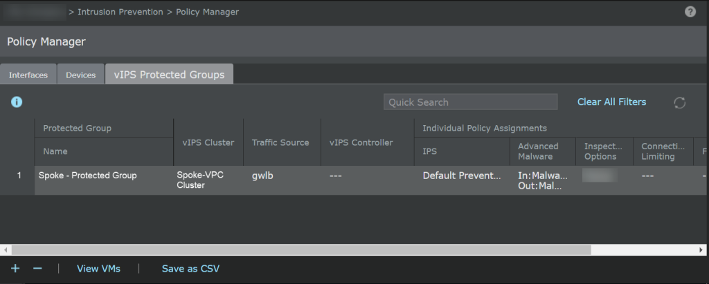 vIPS Protected Groups detail in Trellix Policy Manager