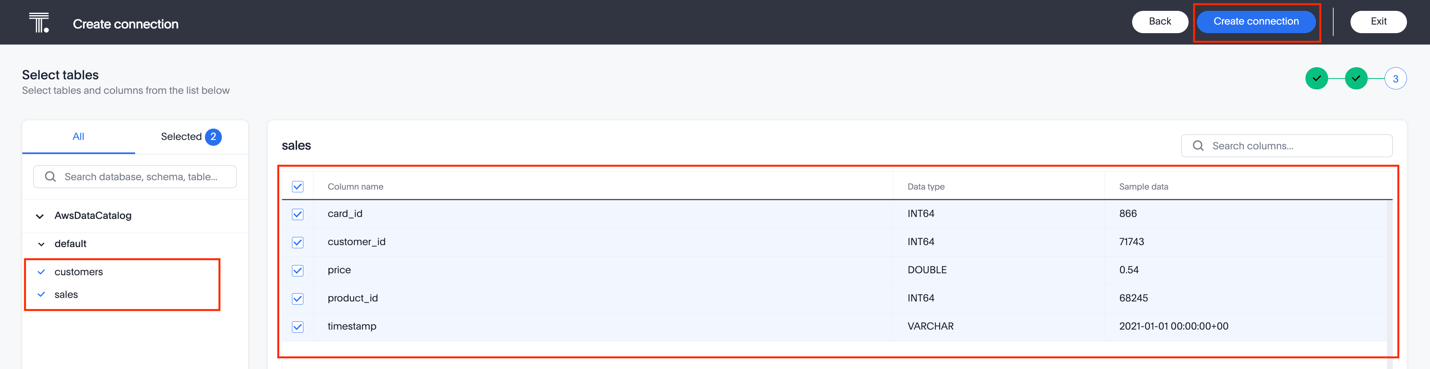 Figure 7 - Select the appropriate tables