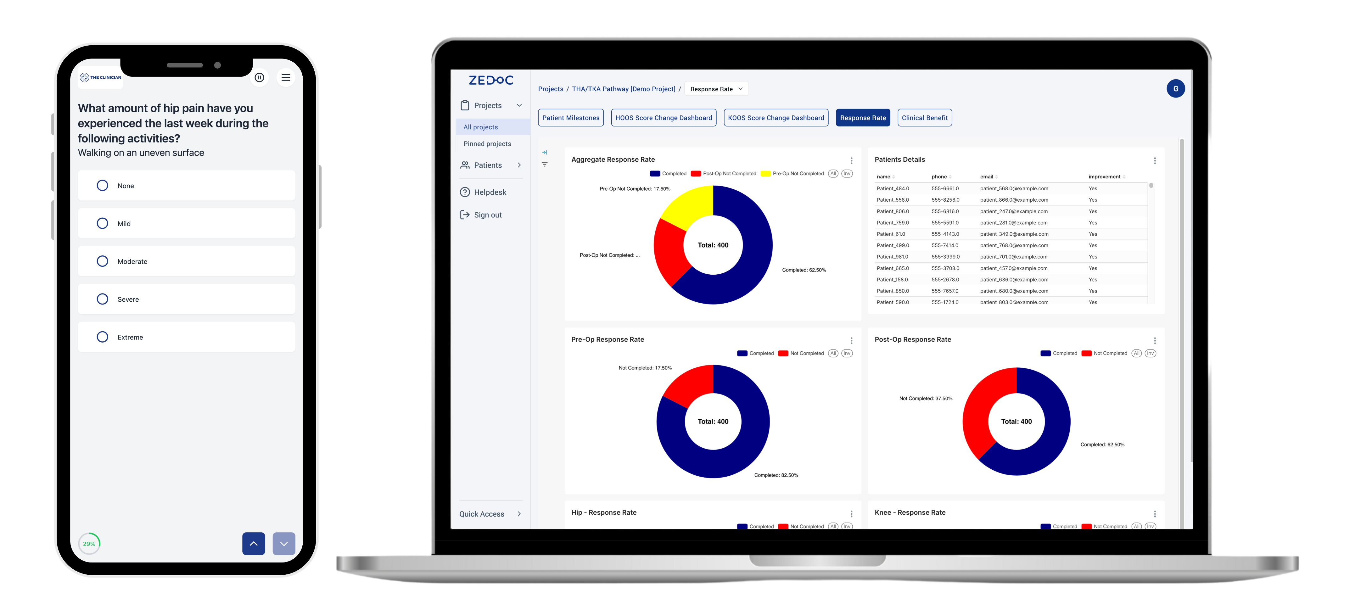 THA/TKA PRO-PM digital care pathway Patient App and Provider Portal