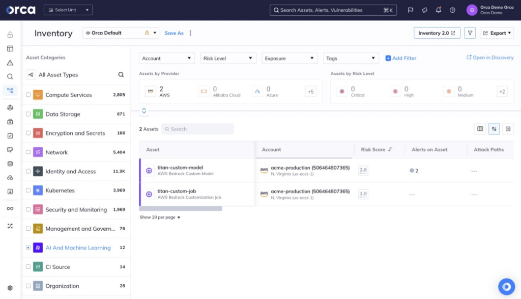 Figure 3: Inventory of all the deployed AI models in your AWS cloud