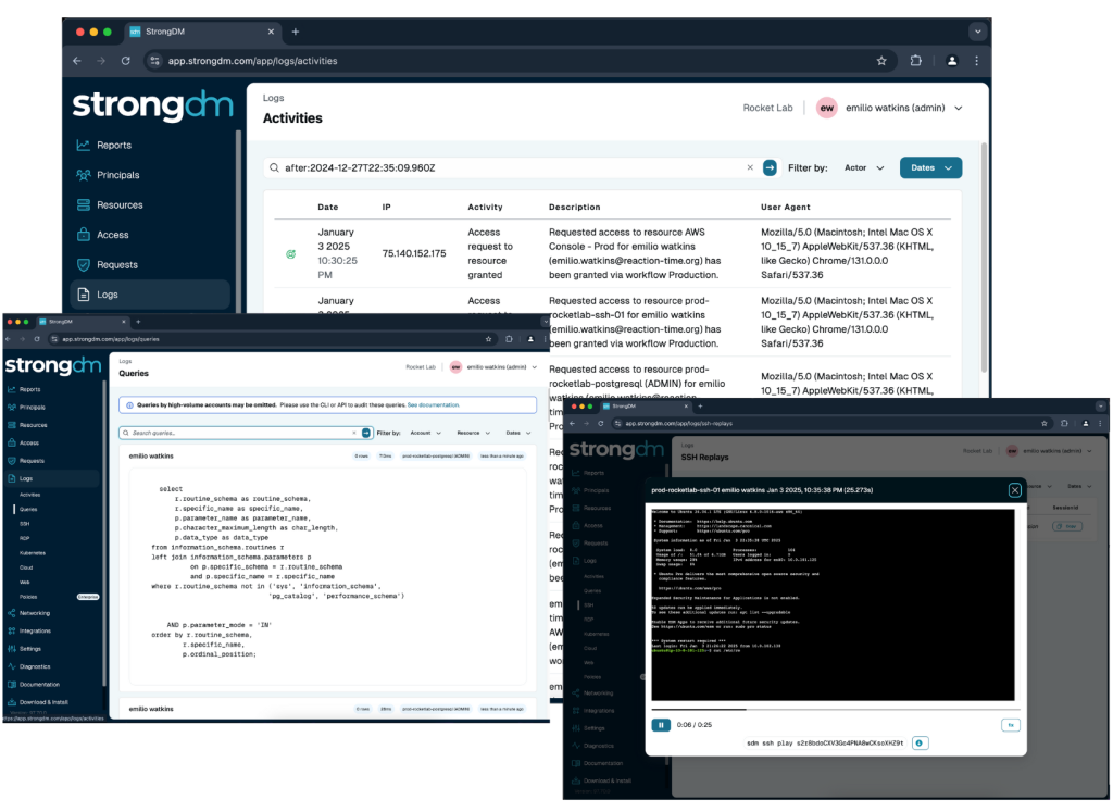 Figure 5: Comprehensive logging and auditing capabilities for all sessions.