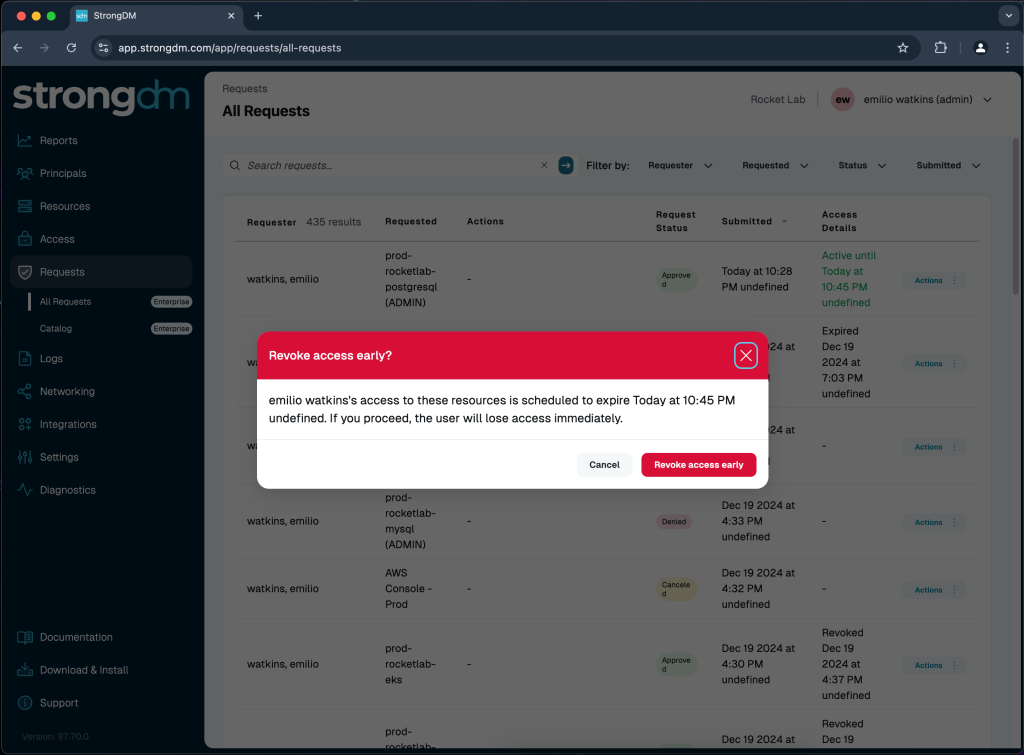 Sessions can be revoked by administrators before expiration
