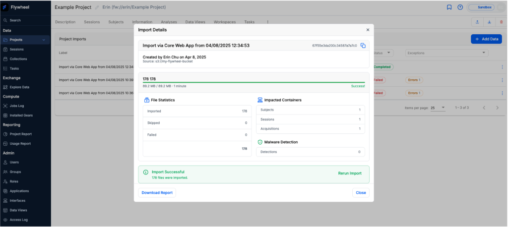 Import data into S3 Storage