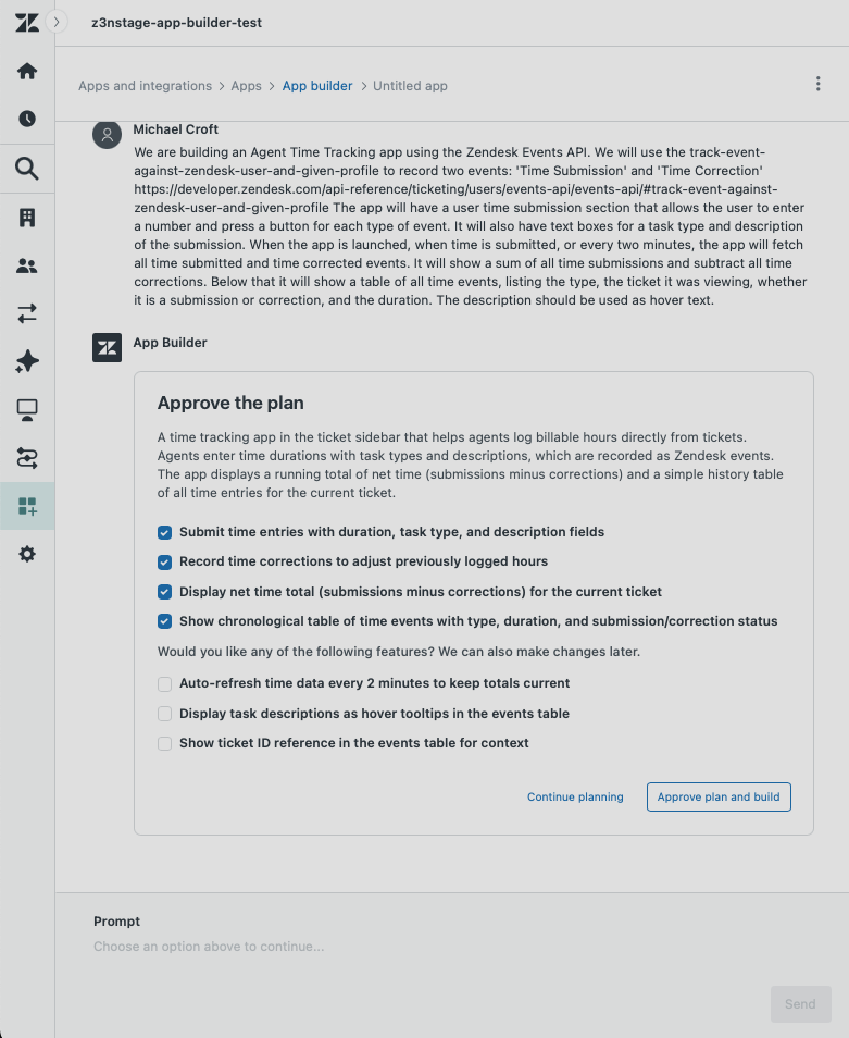 App Builder - Created App Plan