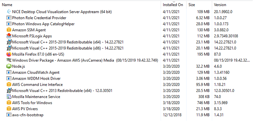 The software components should be updated on your new AppStream 2.0 image.