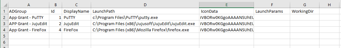 Applications CSV Example