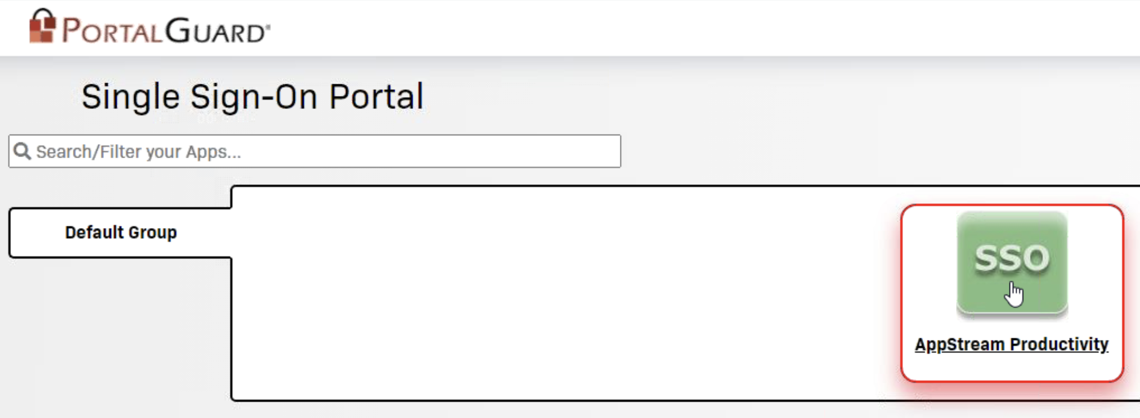 PortalGuard application selection