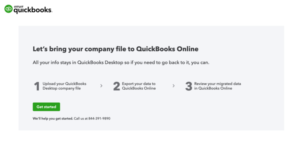 Figure: 2 Instructions to start migration with “Get Started” Link
