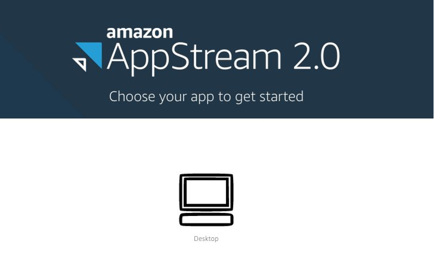 Screenshot of Amazon Appstream 2.0 page with published Desktop application