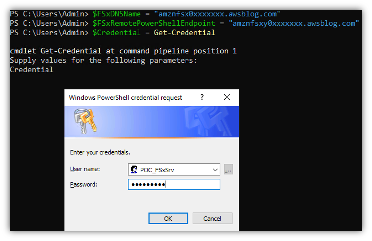 This image shows the PowerShell code used for configuring shares on FSx for Windows which will host FSLogix profiles.