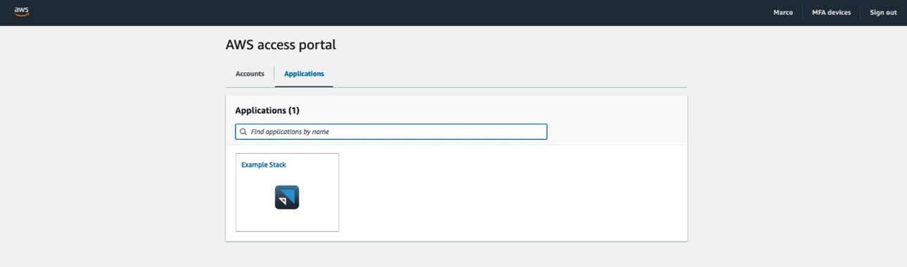 Screenshot of the AWS access portal.