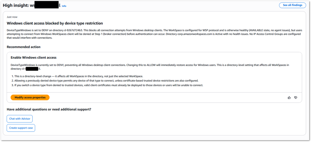 Modify access properties