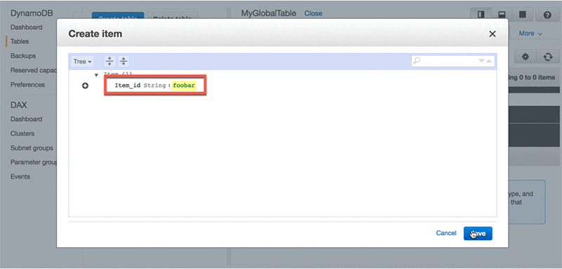 I choose to add item_id: (String) foobar, which simply means I am adding the string foobar as a value for item_id