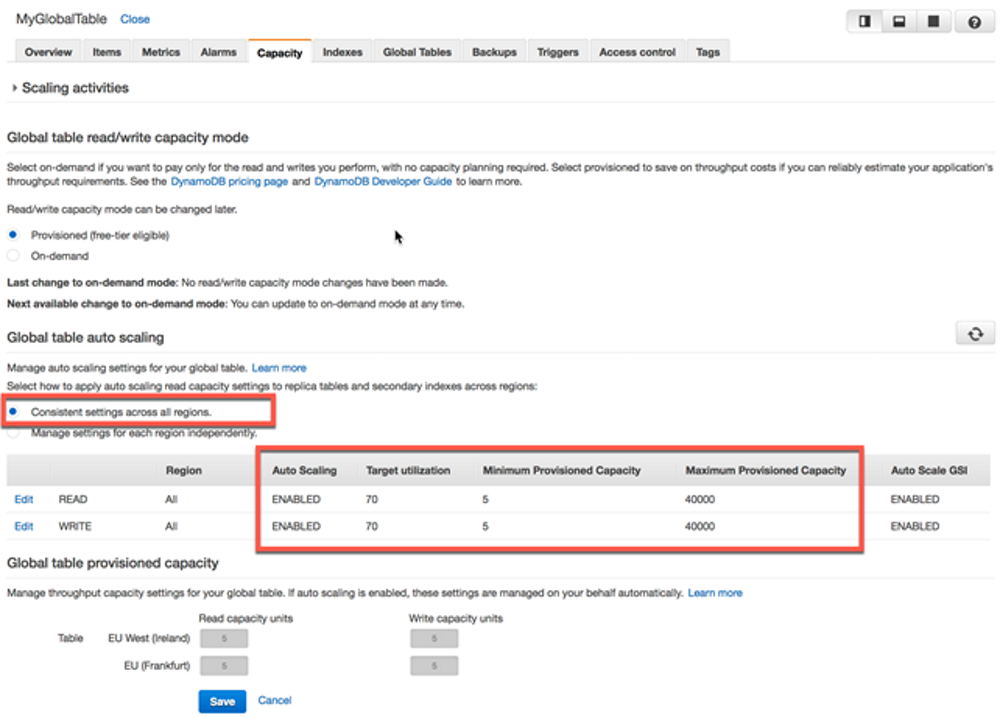 Choose the Capacity tab