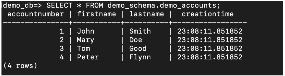 database output screenshot 2