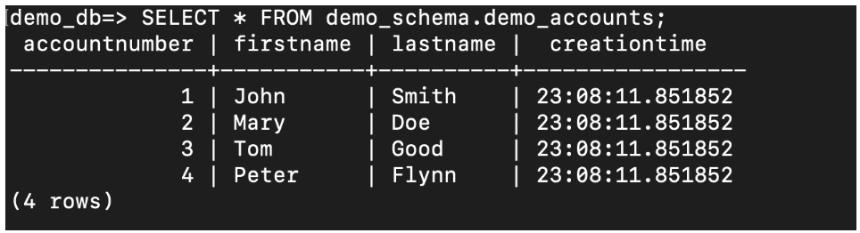 database output screenshot 4