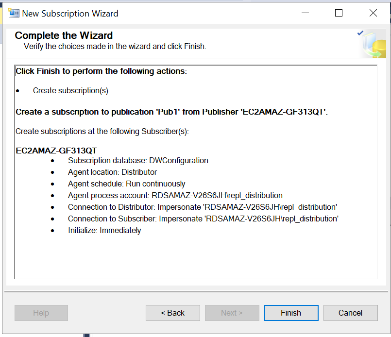 Figure 17: Verify choices and finish