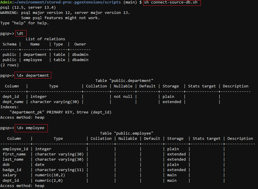 源数据库中的表列表