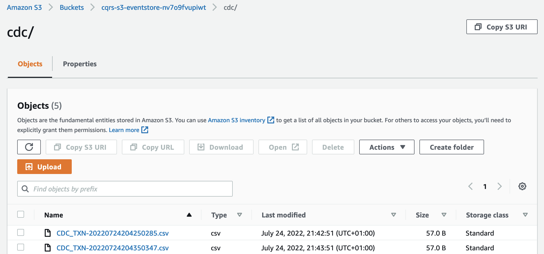 results in S3 bucket