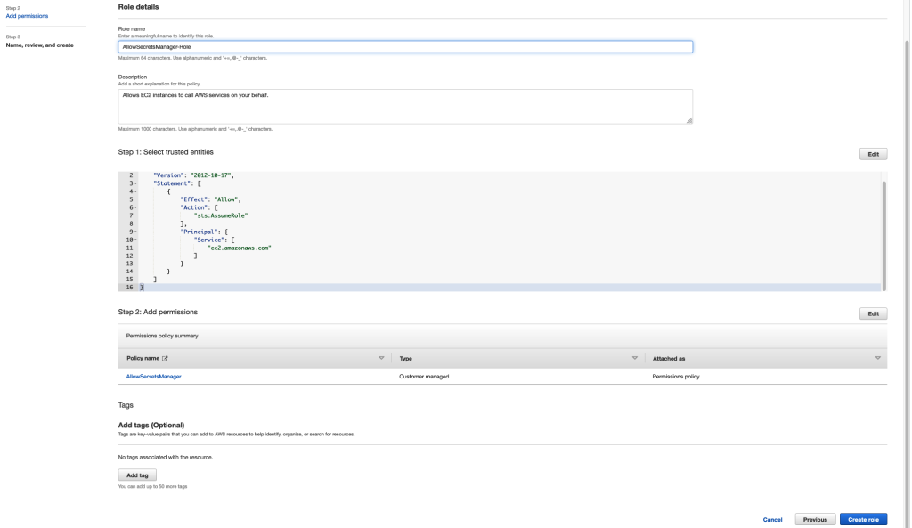 AWS IAM Role details