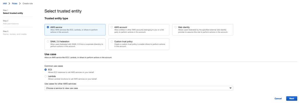 AWS IAM Select Trusted entity