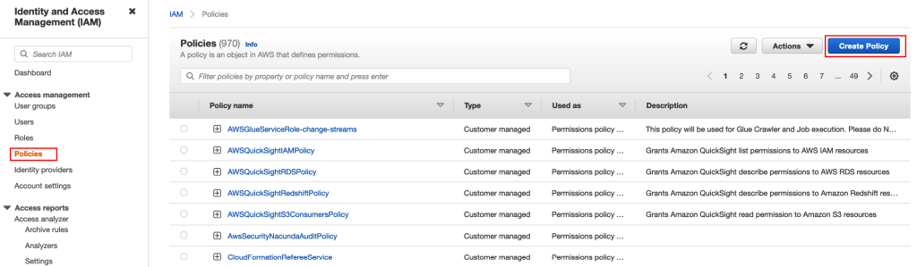 AWS IAM Create policy