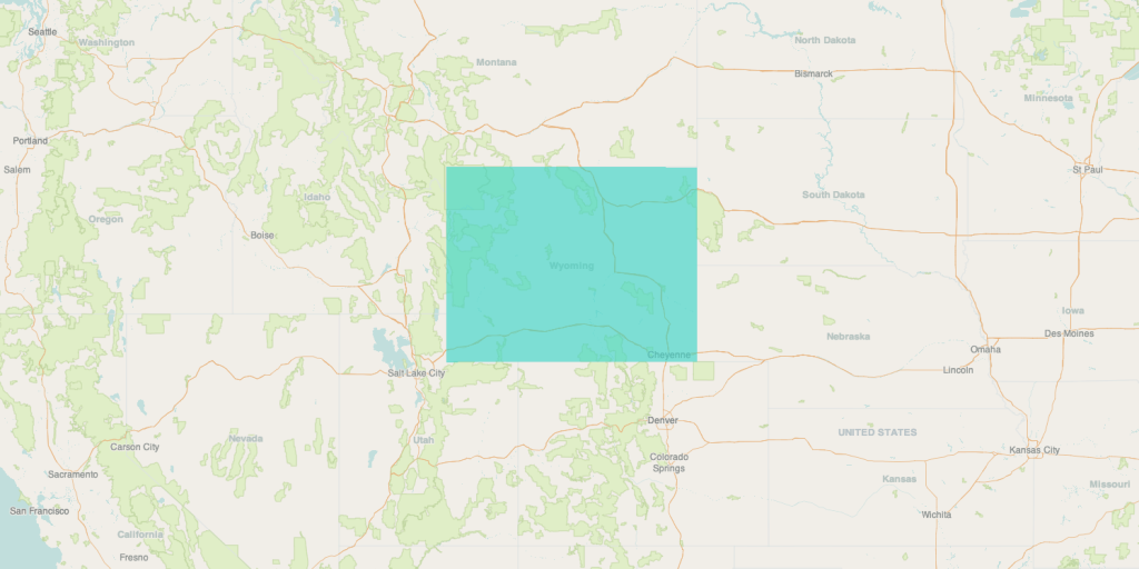 Polygon shape over the state of Wyoming, US