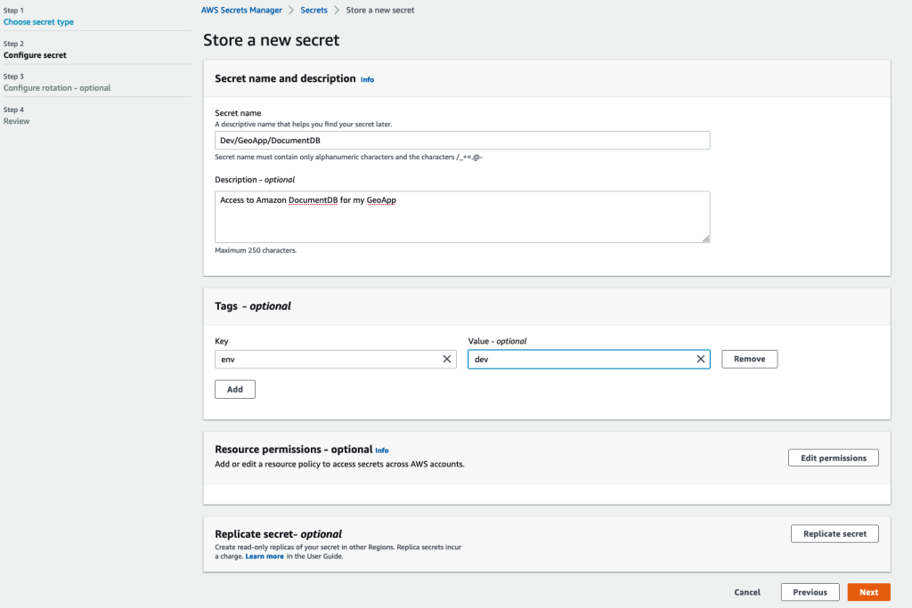 AWS Secrets Manager - Configure Secret