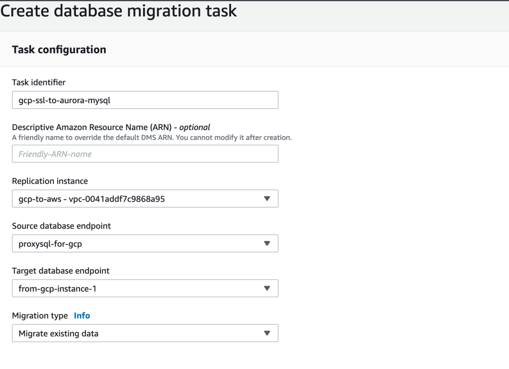 SSL 数据库迁移的 DMS 任务