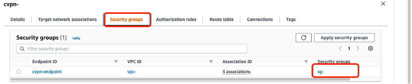 Security group configuration