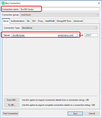 Studio 3T server connection