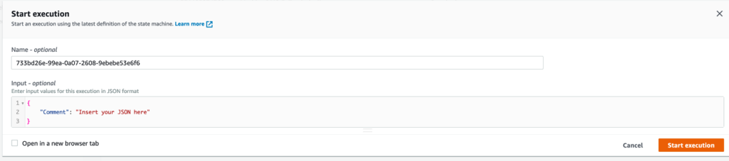 Step function workflow - default input passing
