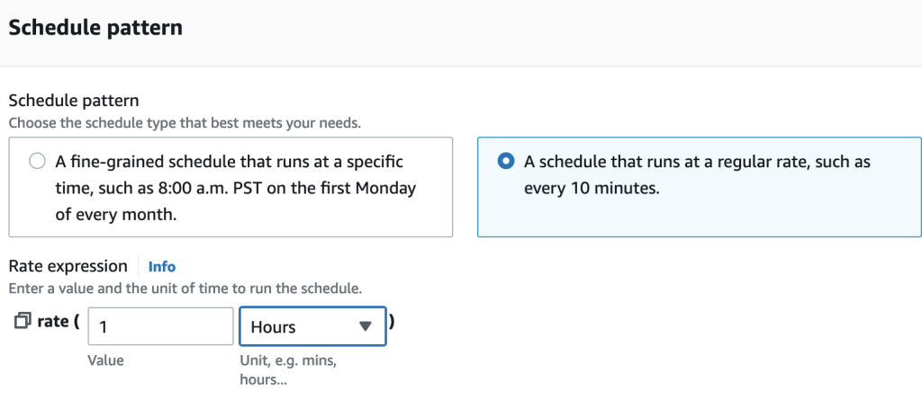 Eventbridge schedule configuration