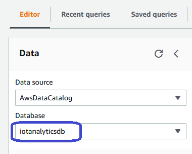 Figure 6: Choose iotanalyticsdb for the database