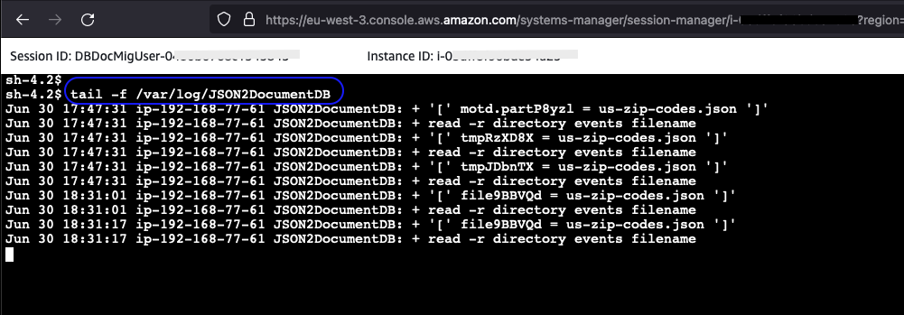 monitor the logs on the Linux EC2 worker instance