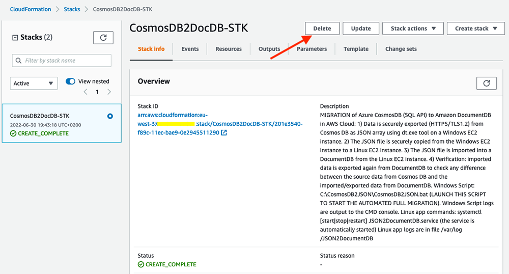 Delete the CloudFormation stack on the AWS CloudFormation console.