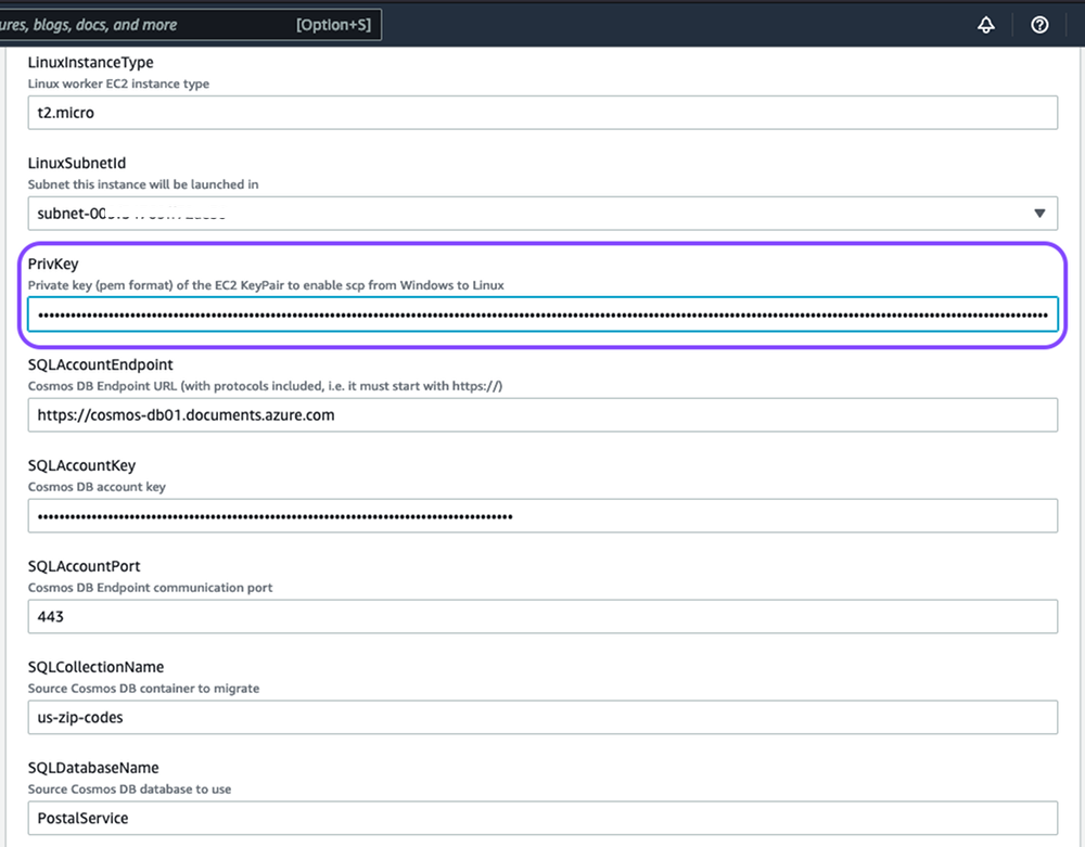 Configure the parameters as instructed in the prerequisites
