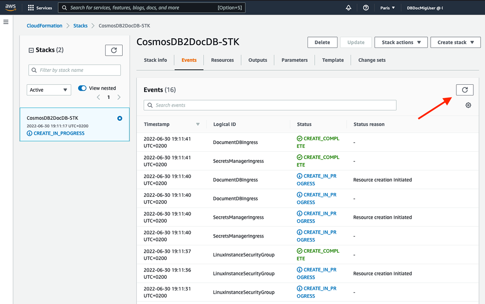 watch the progress by refreshing the status page