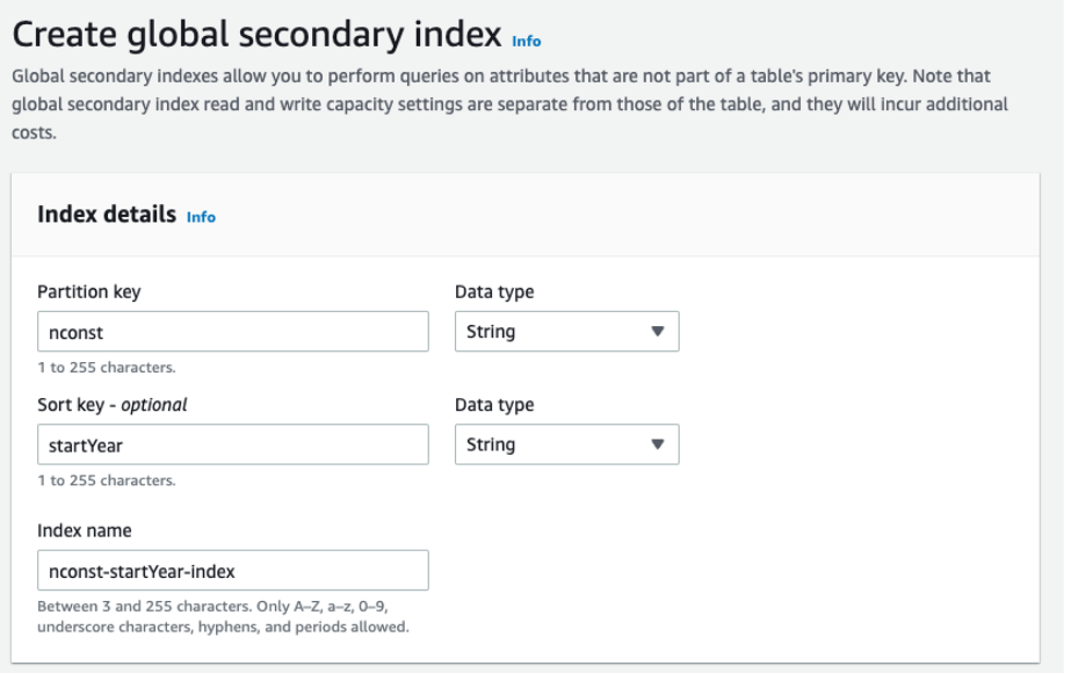Figure 13: Configure a GSI