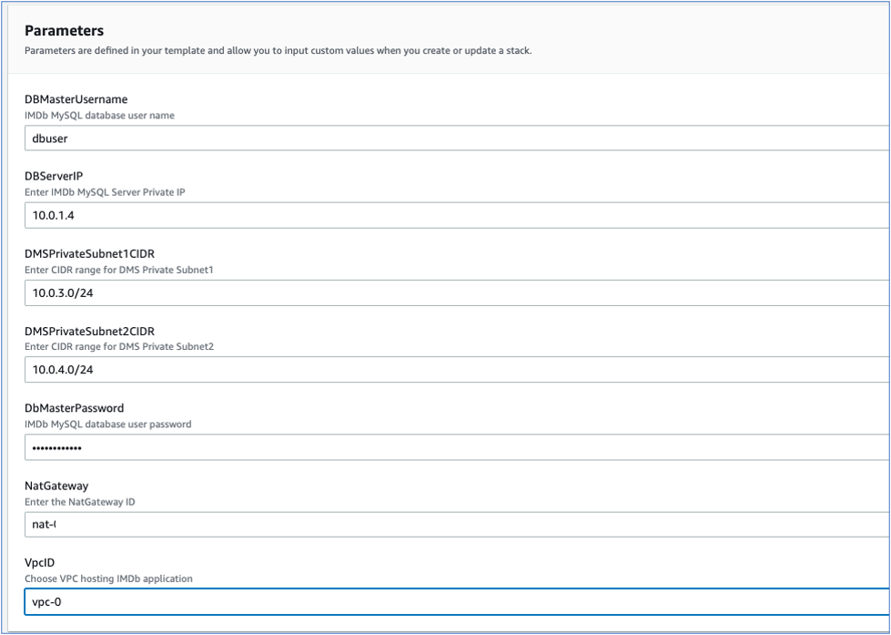 Figure 5: Update the CloudFormation stack parameters