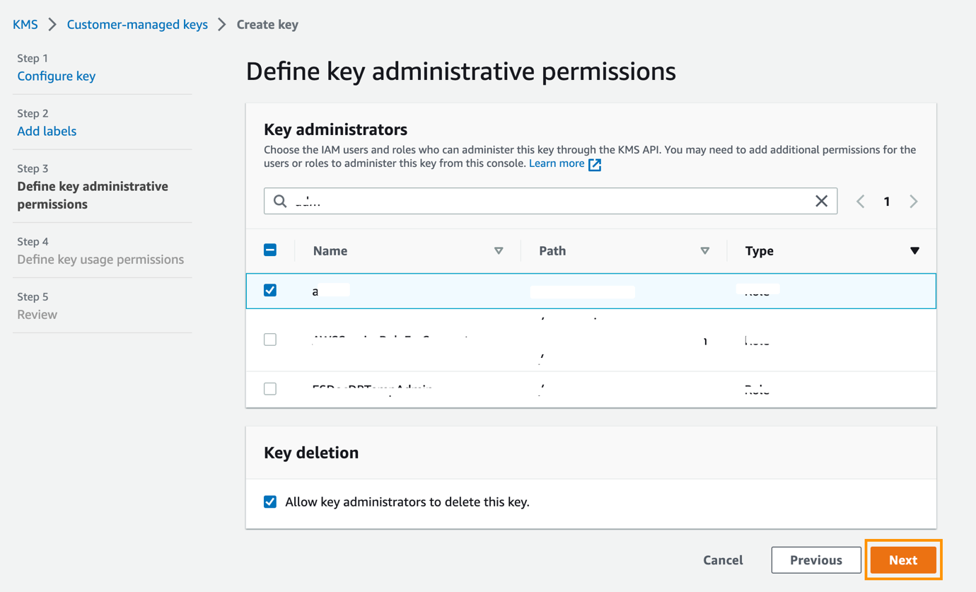 Define key usage permissions