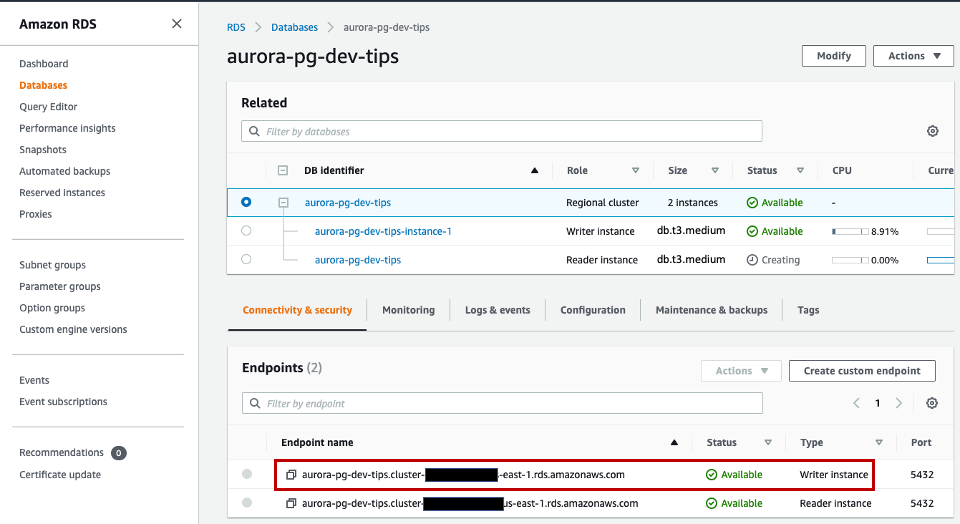 Get the cluster endpoint